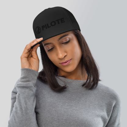 Black Trucker Cap with Black Logo - Image 3