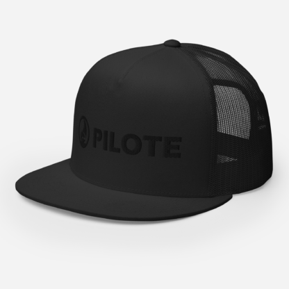 Black Trucker Cap with Black Logo - Image 4
