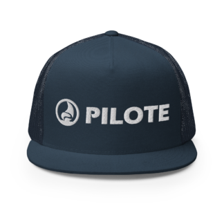 Navy Blue Trucker Cap with White Logo