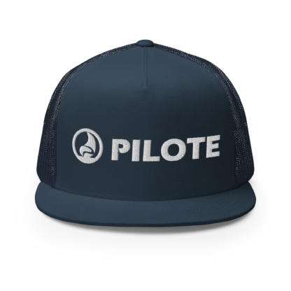 Navy Blue Trucker Cap with White Logo